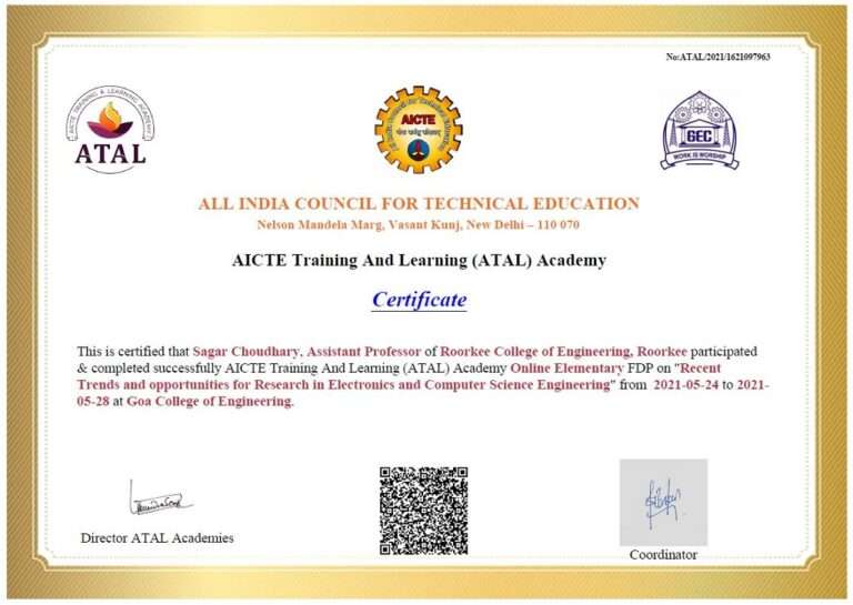 Faculty Achievement – Er. Sagar Chaudhary