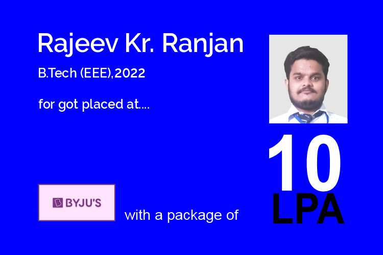 Rajeev Kr. Ranjan Got Placed at BYJU’S with a package of 10 LPA