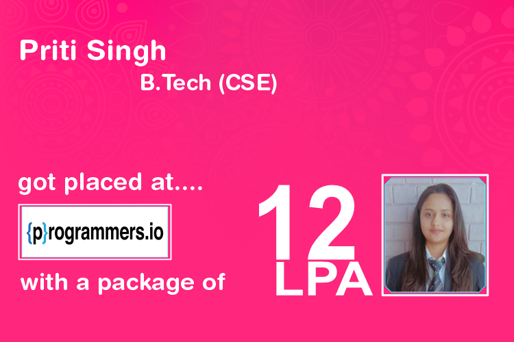 Priti Singh Got Placed at Programmers.io package 12 LPA